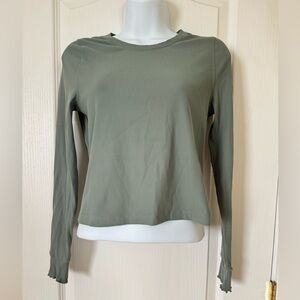 Women’s Small Outdoor Voices Green Ribbed Long Sleeve Top